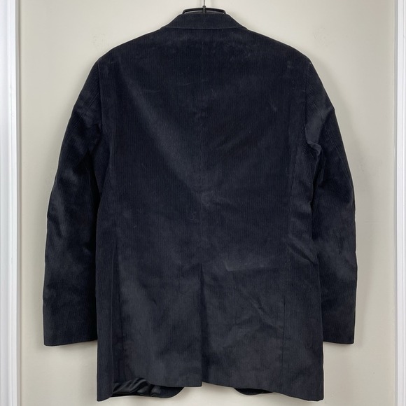Lands' End Corduroy Blazer Men's 41L Long Jacket Sports Coat Black Cotton - Picture 2 of 9